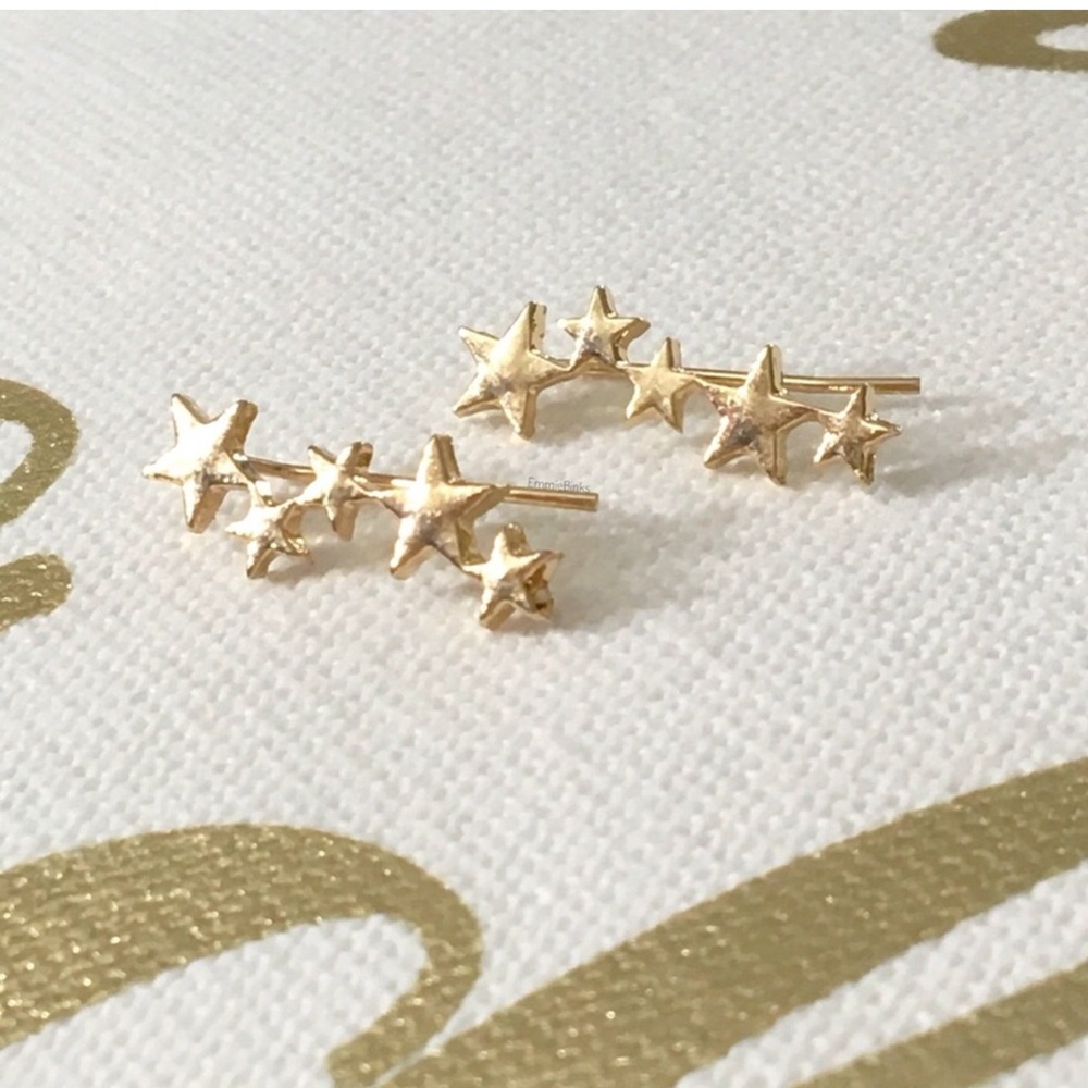New Urban Outfitters Five Star Metallic Ear Crawlers ~ Star Earrings